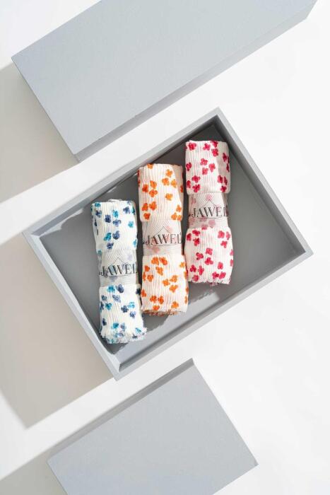 Kadın Kırışmaz Tesettür 3'lü Bürümcük Şal Paketi (Mavi-Turuncu-Fuşya) - Jawel