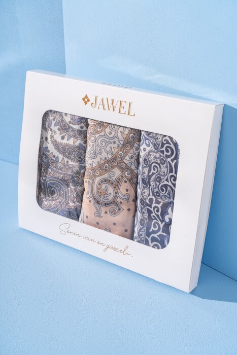 Kadın Tlos Soft Şal Paketi (Lila-Hardal-Lacivert) - Jawel