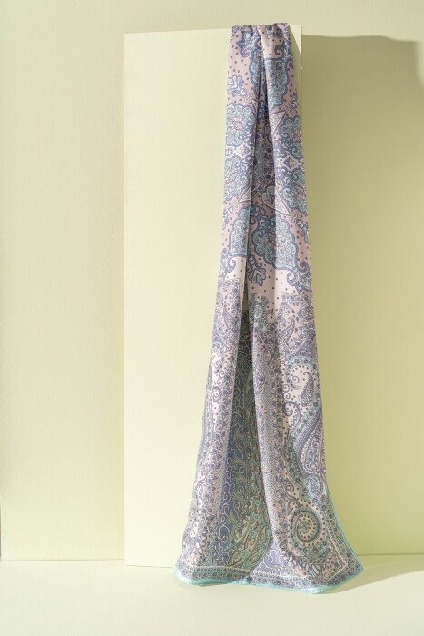 Kadın Etnik Desen Soft Tlos Şal TURKUAZ - Jawel