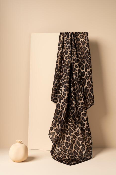Kadın Leoparlı Soft Eşarp SİYAH HAKİ - Jawel