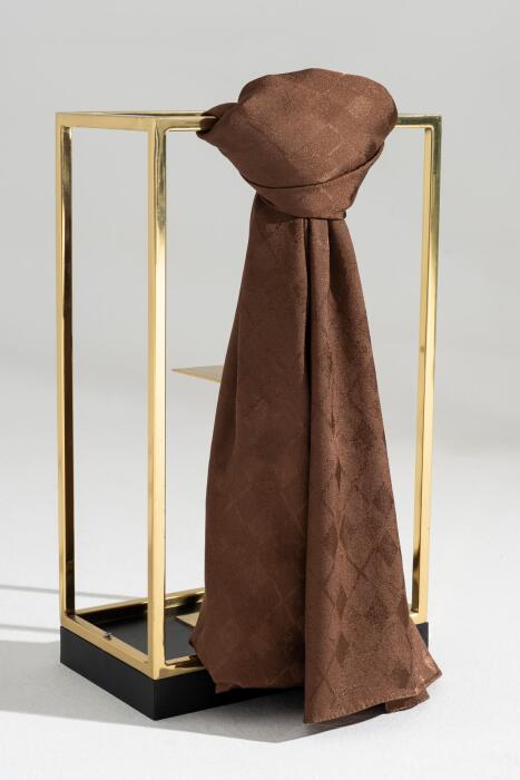 Kadın Tesettür Karışımlı Jakarlı Şal KOYU KAHVE 