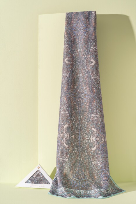 Kadın Etnik Desen Soft Nysa Şal TURKUAZ - Jawel