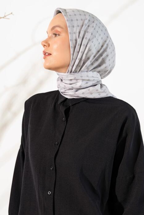 Kadın Küçük Kareli Soft Eşarp AÇIK GRİ 