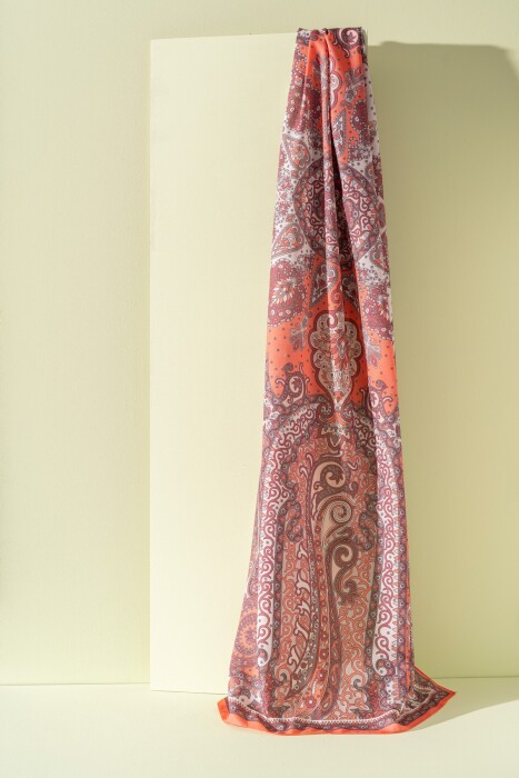 Kadın Etnik Desen Soft Tlos Şal PORTAKAL - Jawel