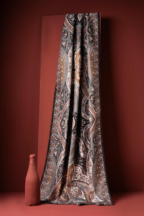 Kadın Etnik Desen Soft Şal Prusa 152.04.0003 PETROL YEŞİLİ - Jawel