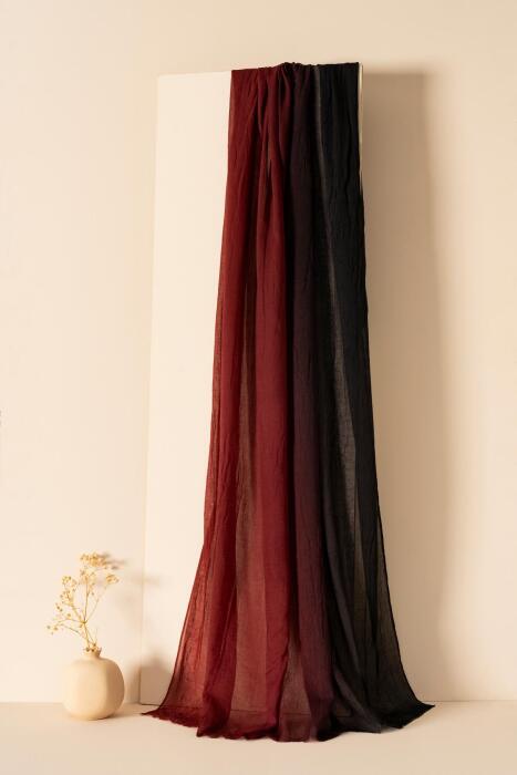 Kadın Degrade Konfor Şal SİYAH BORDO - Jawel