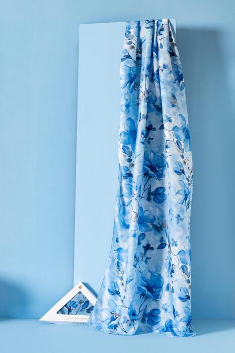 Kadın Çiçekli Pachira Soft Şal İNDİGO - Jawel