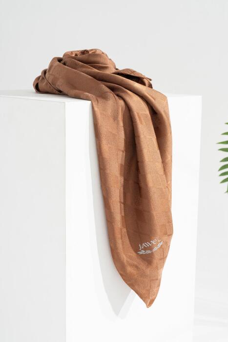 Kadın Tesettür Jakarlı Parlak Venüs Eşarp KOYU BAKIR - Jawel