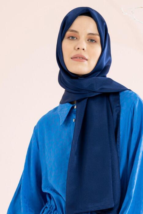 Kadın Kırışmaz Janjan Şal 185*70 Cm AÇIK LACİVERT - Jawel