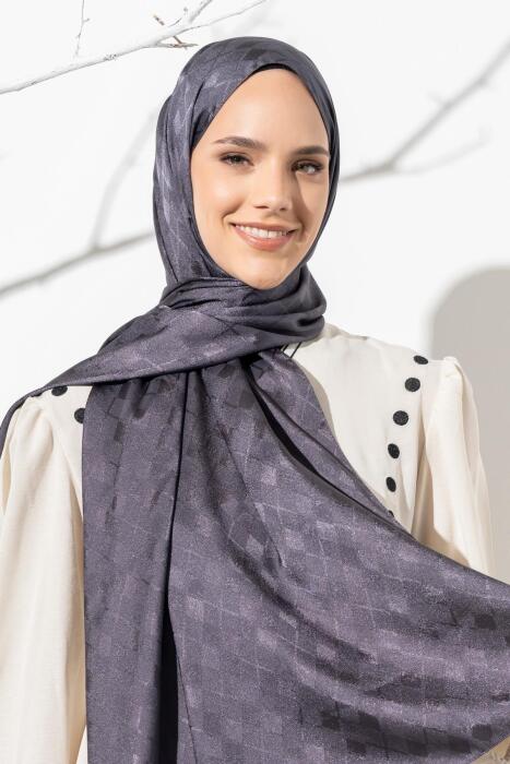 Kadın Tesettür Karışımlı Jakarlı Şal ANTRASİT GRİ 