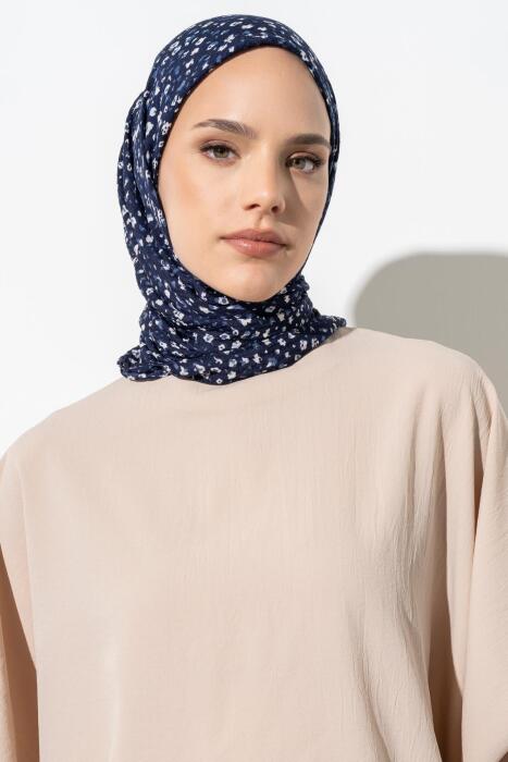 Kadın Tesettür Kırışmaz Bürümcük Eşarp LACİVERT - Jawel