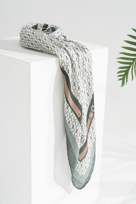Kadın Tesettür Digital Desen 1 Soft Eşarp AÇIK HAKİ - Jawel