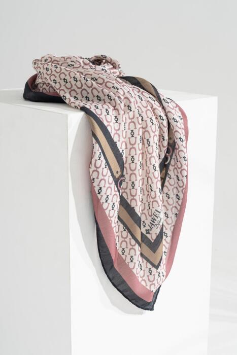 Kadın Tesettür Digital Desen 1 Soft Eşarp GÜL KURUSU - Jawel