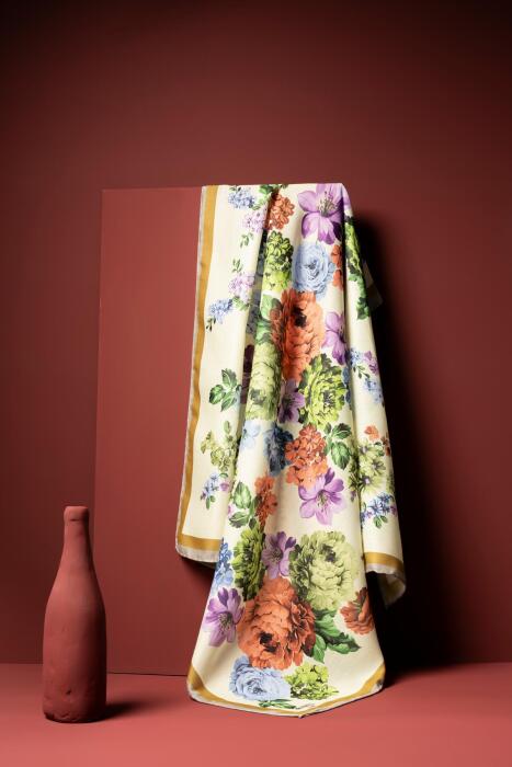 Kadın Tesettür Digital Baskılı Gül Desen Eşarp YAĞ YEŞİLİ