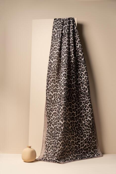 Kadın Leopar Desen Soft Şal VİZON - Jawel