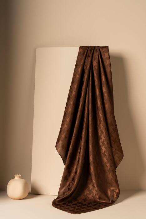 Kadın Jakarlı Yıldız Desenli Eşarp AÇIK KAHVE - Jawel