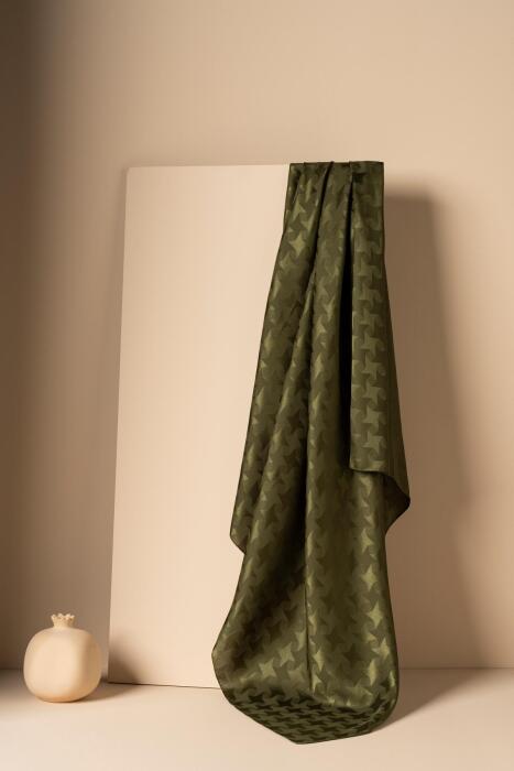 Kadın Jakarlı Yıldız Desenli Eşarp KOYU HAKİ - Jawel