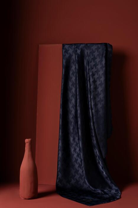 Kadın Jakarlı Yıldız Desenli Eşarp LACİVERT - Jawel