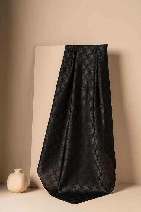 Kadın Jakarlı Yıldız Desenli Eşarp SİYAH - Jawel