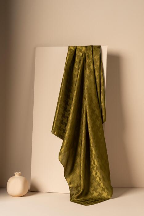 Kadın Jakarlı Yıldız Desenli Eşarp YAĞ YEŞİLİ - Jawel