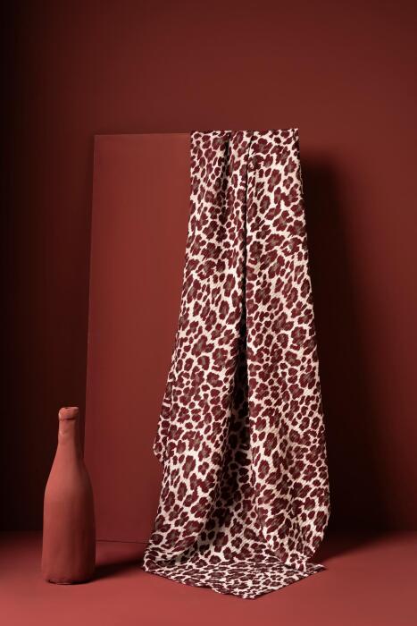 Kadın Leoparlı Bürümcük Eşarp BORDO - Jawel