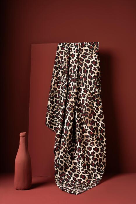 Kadın Leoparlı Bürümcük Eşarp BORDO VİZON - Jawel