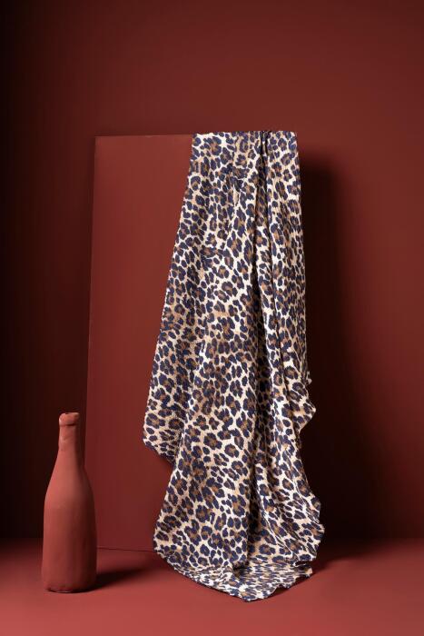 Kadın Leoparlı Bürümcük Eşarp LACİVERT - Jawel