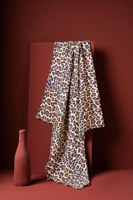 Kadın Leoparlı Bürümcük Eşarp LACİVERT KAHVE - Jawel