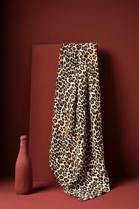 Kadın Leoparlı Bürümcük Eşarp SİYAH KAHVE - Jawel