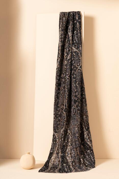 Kadın Etnik Desen Bürümcük Şal ANTRASİT - Jawel