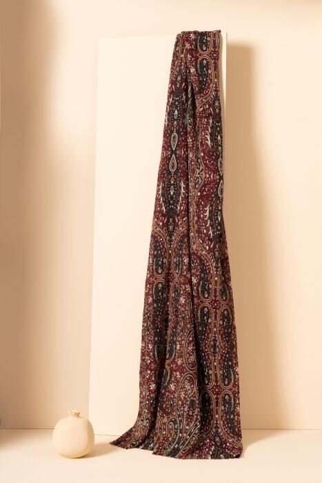 Kadın Etnik Desen Bürümcük Şal BORDO - Jawel