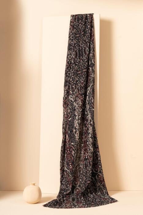 Kadın Etnik Desen Bürümcük Şal GRİ - Jawel