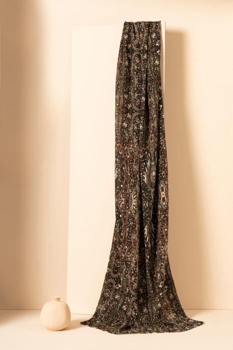 Kadın Etnik Desen Bürümcük Şal HAKİ - Jawel