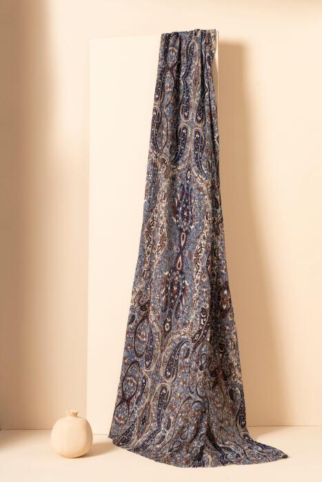 Kadın Etnik Desen Bürümcük Şal İNDİGO - Jawel