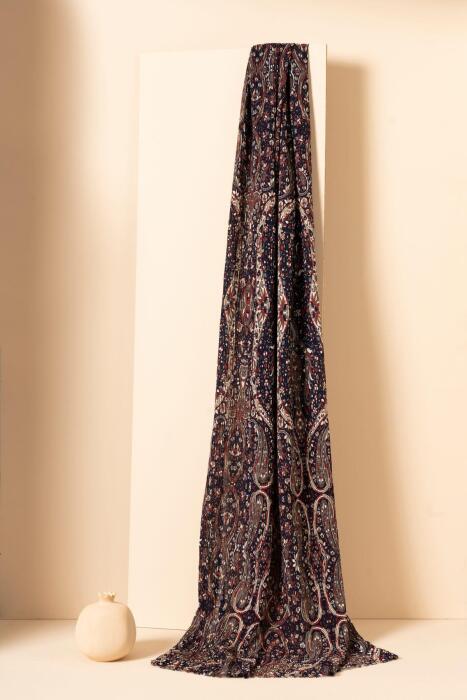 Kadın Etnik Desen Bürümcük Şal LACİVERT - Jawel