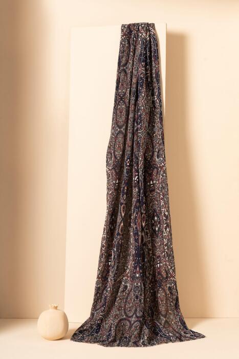 Kadın Etnik Desen Bürümcük Şal LACİVERT GRİ - Jawel