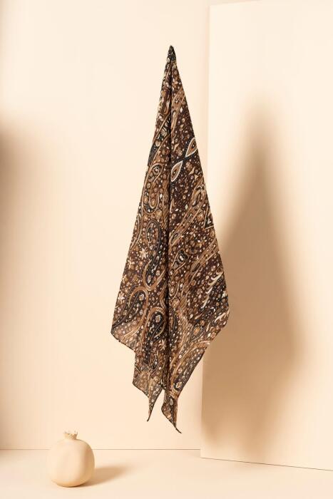 Kadın Etnik Desen Bürümcük Eşarp ACI KAHVE - Jawel