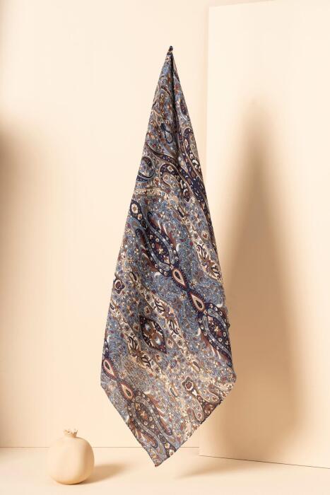 Kadın Etnik Desen Bürümcük Eşarp İNDİGO - Jawel