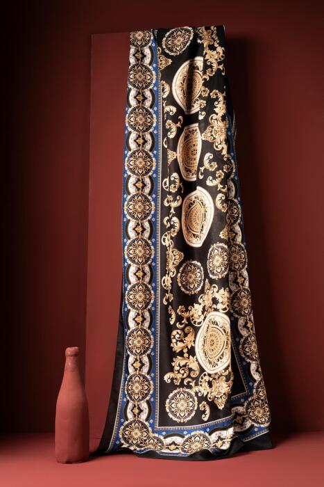 Kadın Etnik Desen Soft Şal Mylasa İNDİGO - Jawel