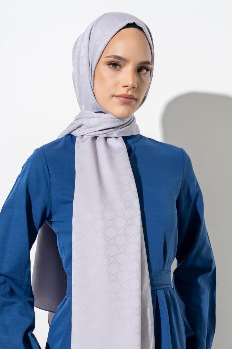 Kadın Geometrik Desen Jakarlı Şal AÇIK GRİ - Jawel