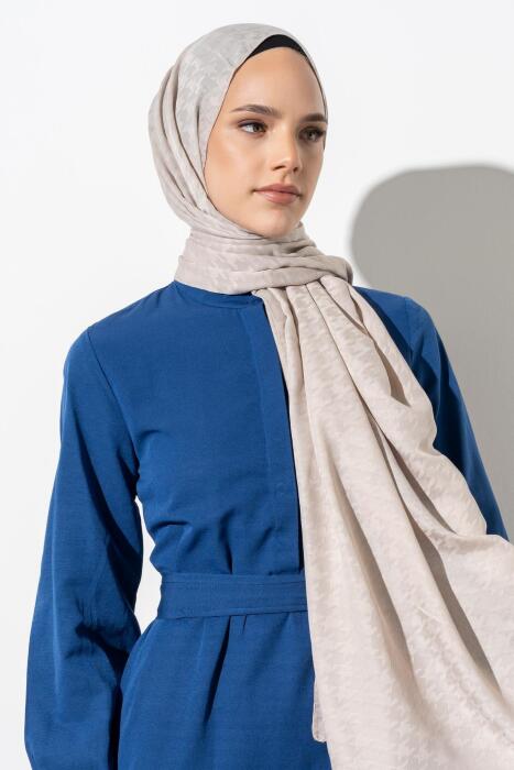 Kadın Tesettür Jakarlı Küçük Desen Kazayağı Şal TAŞ 