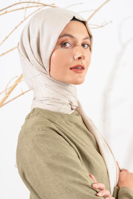 Kadın Piramit Desenli Jakarlı Şal AY BONCUĞU - Jawel