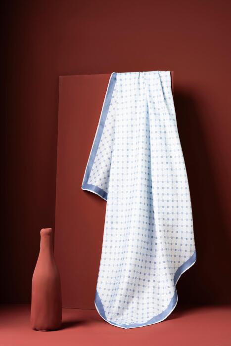 Kadın Küçük Kareli Soft Eşarp BEBE MAVİ - Jawel