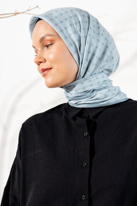 Kadın Küçük Kareli Soft Eşarp AÇIK BEBE MAVİ - Jawel