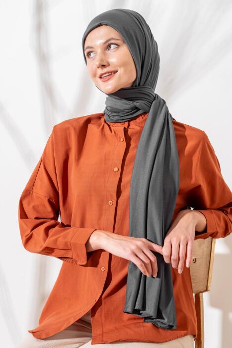 Kadın Tesettür Terletme Yapmayan İç Göstermez Penye Şal ANTRASİT GRİ 