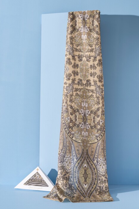 Kadın Etnik Desen Soft Alinda Şal YAĞ YEŞİLİ - Jawel