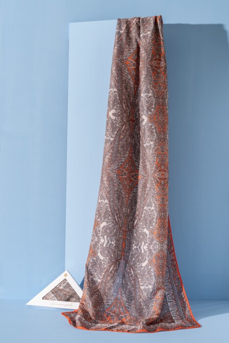 Kadın Etnik Desen Soft Nysa Şal TURUNCU - Jawel