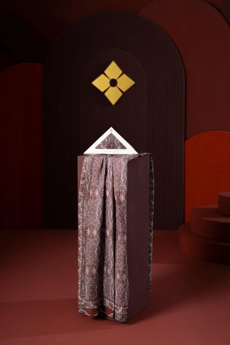 Kadın Petra Müslin Etnik Şal Bordo - Jawel