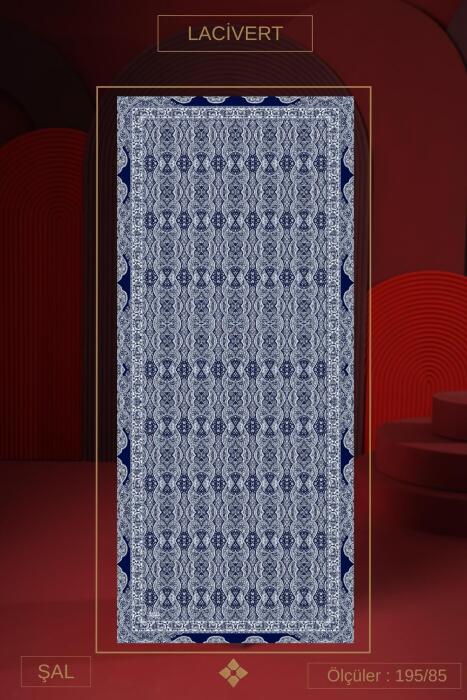 Kadın Petra Müslin Etnik Şal Lacivert - Jawel