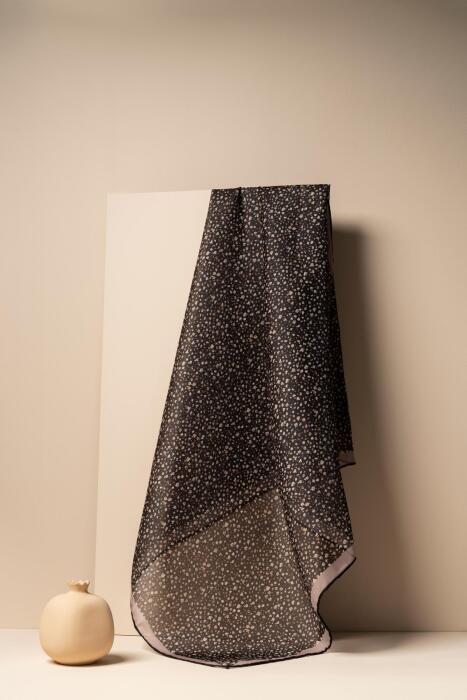 Kadın Çakıl Desen Soft Eşarp SİYAH VİZON - Jawel